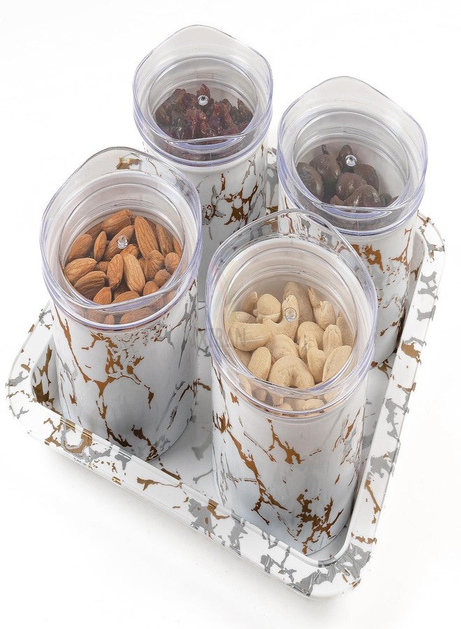 Xiran Airtight Dry Fruit Containers with Lid & Serving Tray, Dry Fruit Box for Serving Sweets, Chocolates, Candy, Pickle, Mukhwas, Kitchen accessories Items (4 Pieces Set, White, Polypropylene) - Image 3